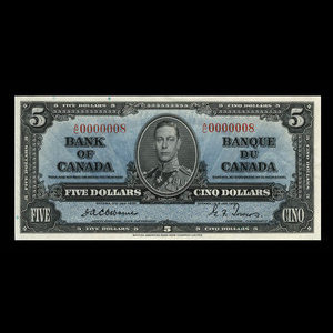 Canada, Bank of Canada, 5 dollars : January 2, 1937