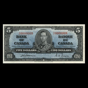 Canada, Bank of Canada, 5 dollars : January 2, 1937