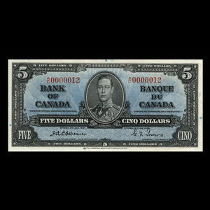 Canada, Bank of Canada, 5 dollars : January 2, 1937