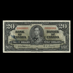 Canada, Bank of Canada, 20 dollars : January 2, 1937