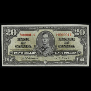 Canada, Bank of Canada, 20 dollars : January 2, 1937