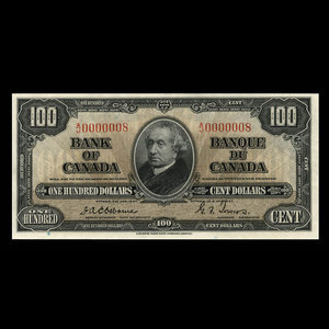 Canada, Bank of Canada, 100 dollars : January 2, 1937