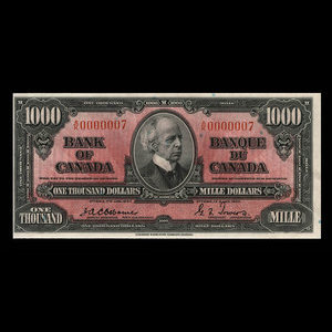 Canada, Bank of Canada, 1,000 dollars : January 2, 1937