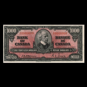 Canada, Bank of Canada, 1,000 dollars : January 2, 1937