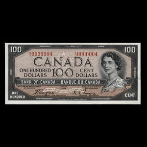 Canada, Bank of Canada, 100 dollars : 1954