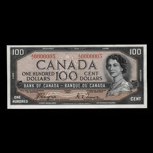 Canada, Bank of Canada, 100 dollars : 1954