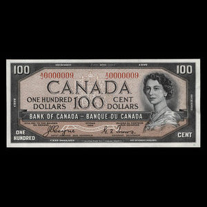 Canada, Bank of Canada, 100 dollars : 1954