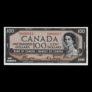 Canada, Bank of Canada, 100 dollars : 1954