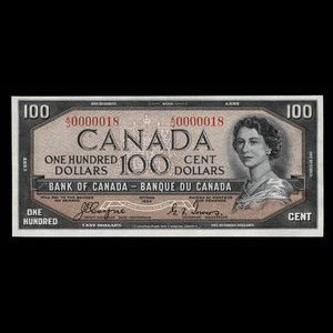 Canada, Bank of Canada, 100 dollars : 1954