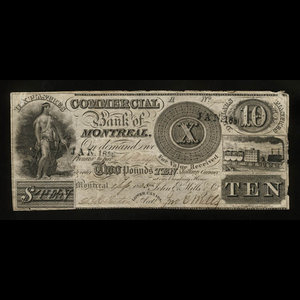 Canada, Commercial Bank of Montreal, 10 dollars : September 1, 1835