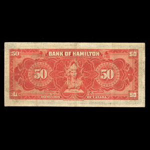 Canada, Bank of Hamilton, 50 dollars : June 1, 1914