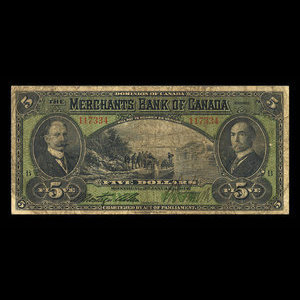 Canada, Merchants Bank of Canada (The), 5 dollars : January 3, 1917