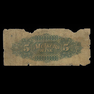 Canada, Molsons Bank, 5 dollars : July 2, 1890