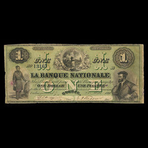 Canada, La Banque Nationale (National Bank), 1 dollar : May 25, 1860