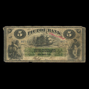 Canada, Pictou Bank, 5 dollars : January 2, 1874