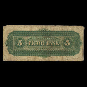 Canada, Pictou Bank, 5 dollars : January 2, 1874