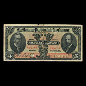 Canada, Provincial Bank of Canada, 5 dollars : January 2, 1913