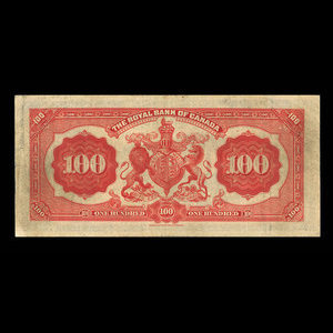 Canada, Royal Bank of Canada, 100 dollars : January 2, 1913