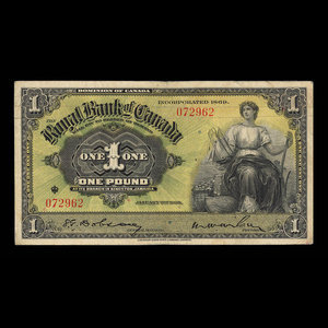 Jamaica, Royal Bank of Canada, 1 pound : January 3, 1938