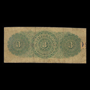 Canada, St. Stephen's Bank, 3 dollars : February 1, 1886