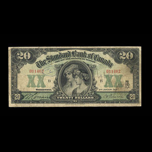 Canada, Standard Bank of Canada, 20 dollars : January 2, 1914