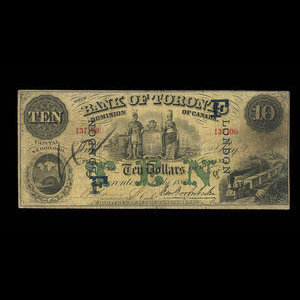 Canada, Bank of Toronto (The), 10 dollars : July 1, 1887