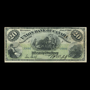 Canada, Union Bank of Canada (The), 20 dollars : July 1, 1912