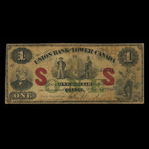 Canada, Union Bank of Lower Canada, 1 dollar : March 1, 1866