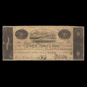 Canada, Bank of Upper Canada (York), 5 dollars : September 19, 1825