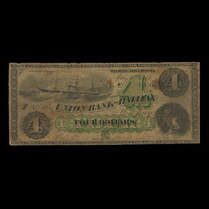 Canada, Union Bank of Halifax, 4 dollars : July 1, 1871