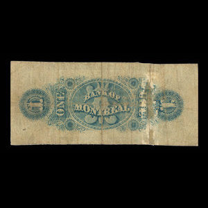 Canada, Bank of Montreal, 1 dollar : August 1, 1856