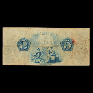 Canada, Banque du Peuple (People's Bank), 5 dollars : November 6, 1885