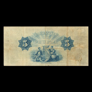 Canada, Banque du Peuple (People's Bank), 5 dollars : July 2, 1892