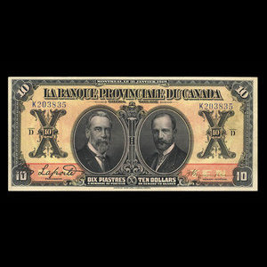 Canada, Provincial Bank of Canada, 10 dollars : January 31, 1919