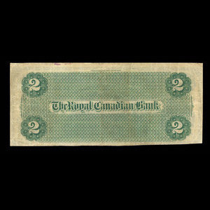 Canada, Royal Canadian Bank, 2 dollars : July 26, 1865