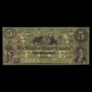 Canada, Bank of Upper Canada (York), 5 dollars : January 1, 1861