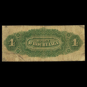 Canada, Banque d'Hochelaga, 4 piastres : July 2, 1877