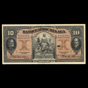 Canada, Banque d'Hochelaga, 10 dollars : January 2, 1917