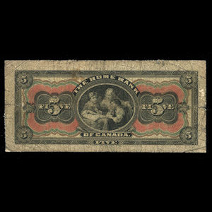 Canada, Home Bank of Canada, 5 dollars : March 2, 1914