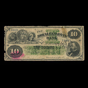 Canada, Royal Canadian Bank, 10 dollars : July 1, 1872