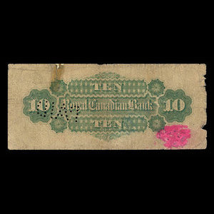 Canada, Royal Canadian Bank, 10 dollars : July 1, 1872