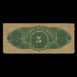 Canada, Stadacona Bank, 5 dollars : April 2, 1874