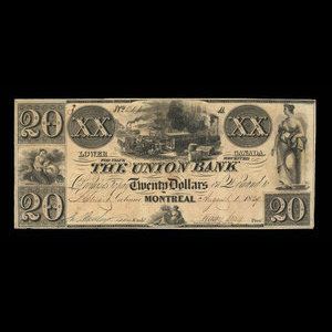 Canada, Union Bank, 20 dollars : August 1, 1839