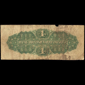 Canada, Bank of British North America, 4 dollars : July 1, 1877