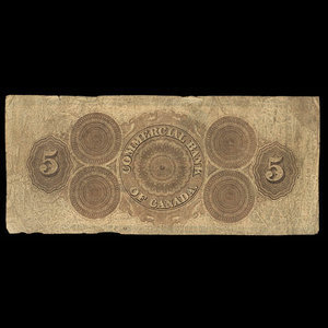 Canada, Commercial Bank of Canada, 5 dollars : January 2, 1857