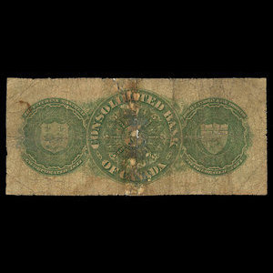 Canada, Consolidated Bank of Canada, 5 dollars : July 1, 1876