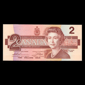 Canada, Bank of Canada, 2 dollars : 1986