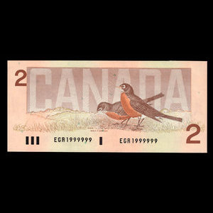 Canada, Bank of Canada, 2 dollars : 1986