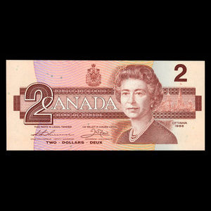 Canada, Bank of Canada, 2 dollars : 1986