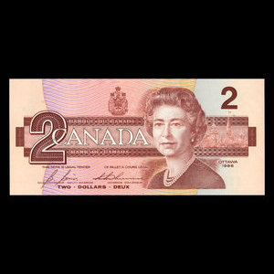 Canada, Bank of Canada, 2 dollars : 1986